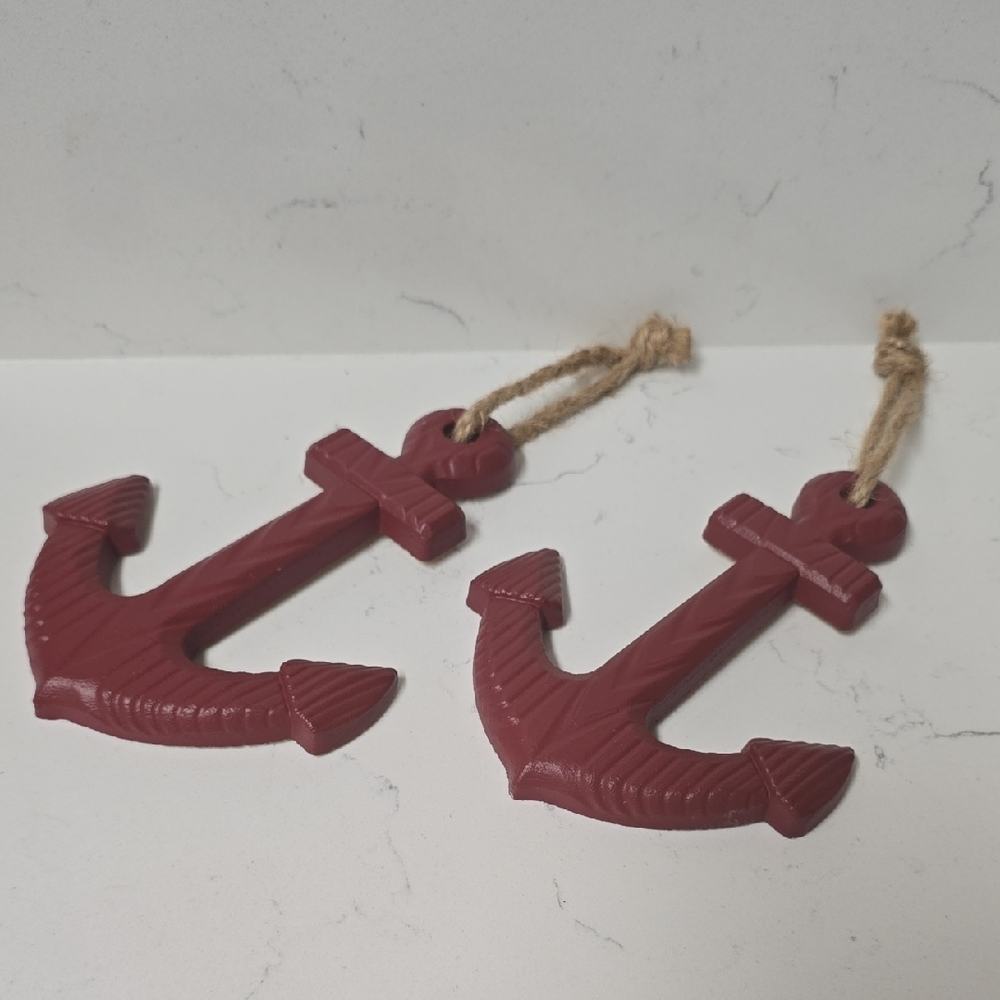 Red Nautical Anchor Wall Decor 2pk